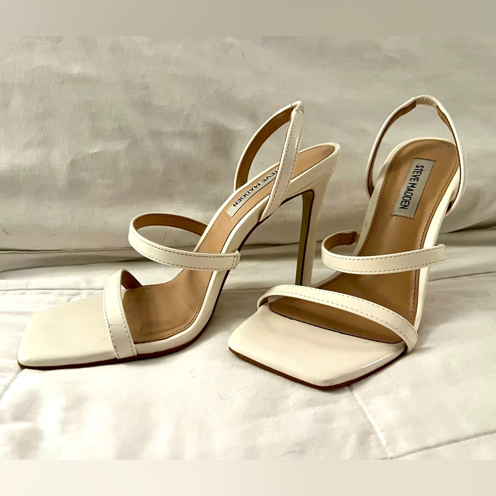 White heeled sandals